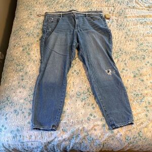 Loft Light Wash Distressed Straight-Leg Jeans